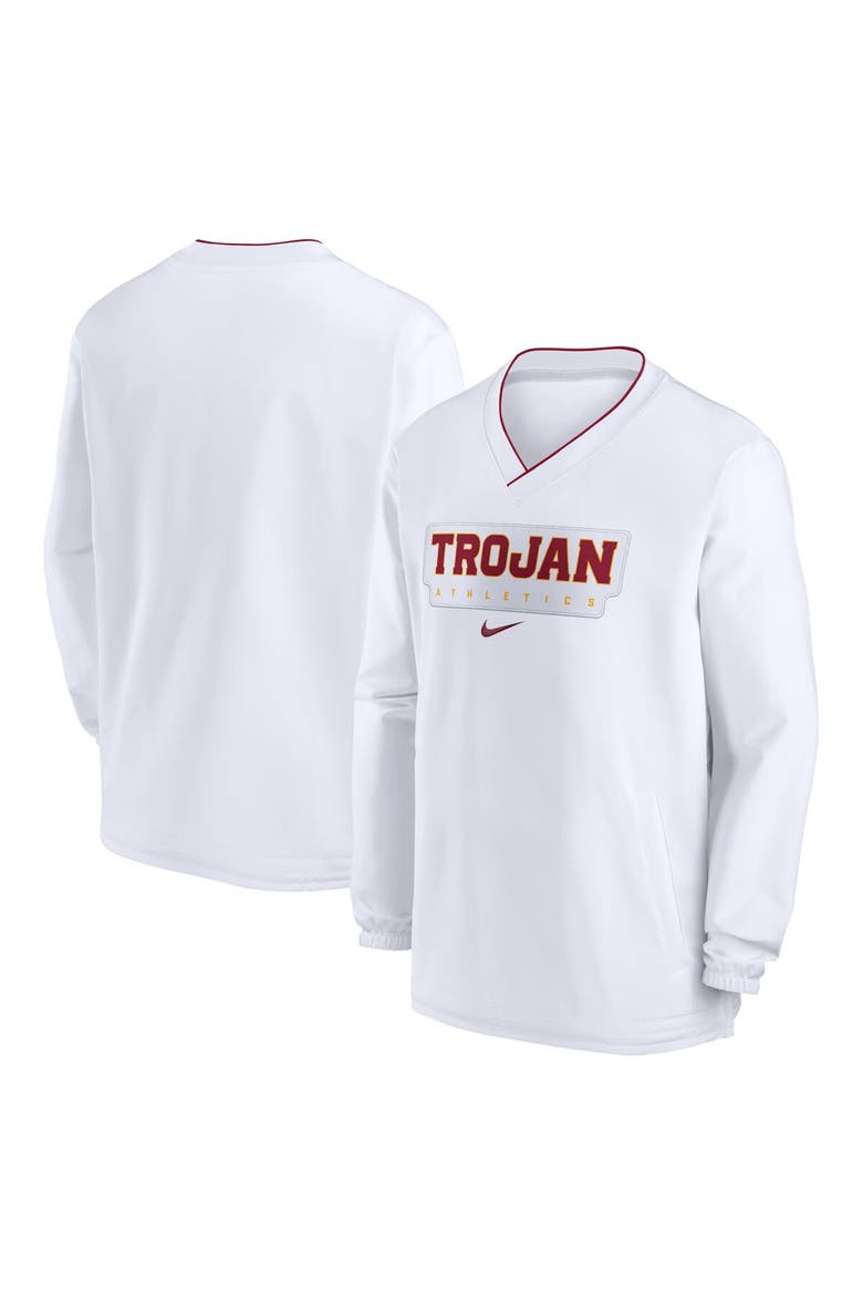 Men's Nike White USC Trojans 2024 Sideline Pullover Windshirt, Main, color, White
