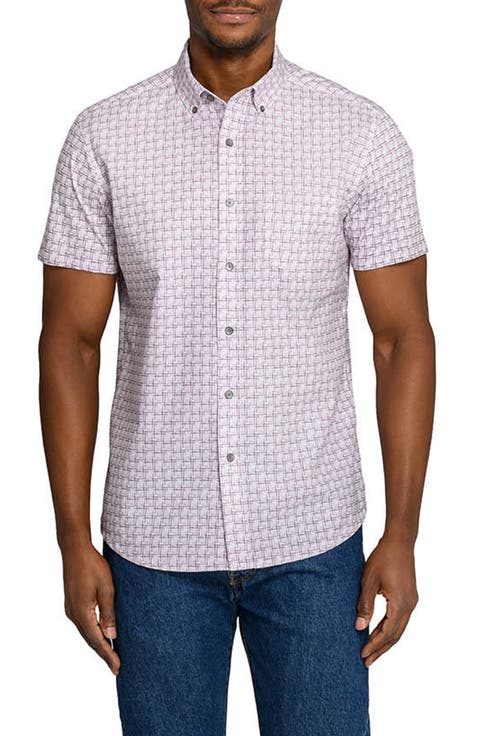 Faded Square Short Sleeve Button-Down Shirt