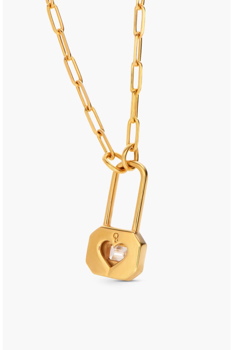 Lock & Luna charm with Emerald cut Moissanite, Alternate, color, Gold Vermeil