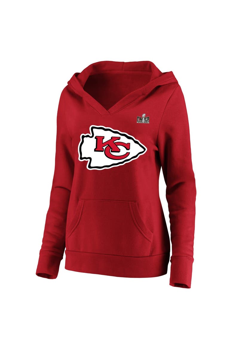Women's Fanatics Branded Travis Kelce Red Kansas City Chiefs Super Bowl LVIII Name & Number Plus Size Fleece Pullover Hoodie, Alternate, color, Red