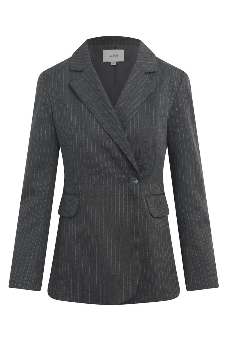 The Mecah Pinstriped Wrap Blazer, Alternate, color, CHARCOAL PINSTRIPE
