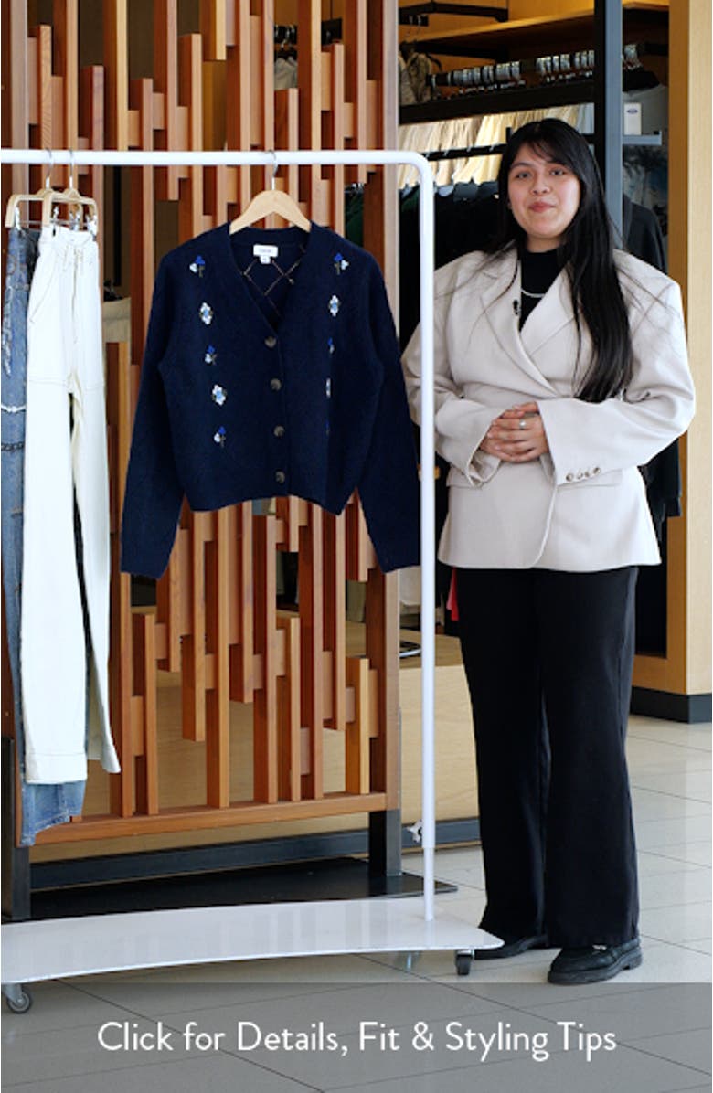 Floral Embroidered Pointelle Stitch Cardigan, sales video thumbnail