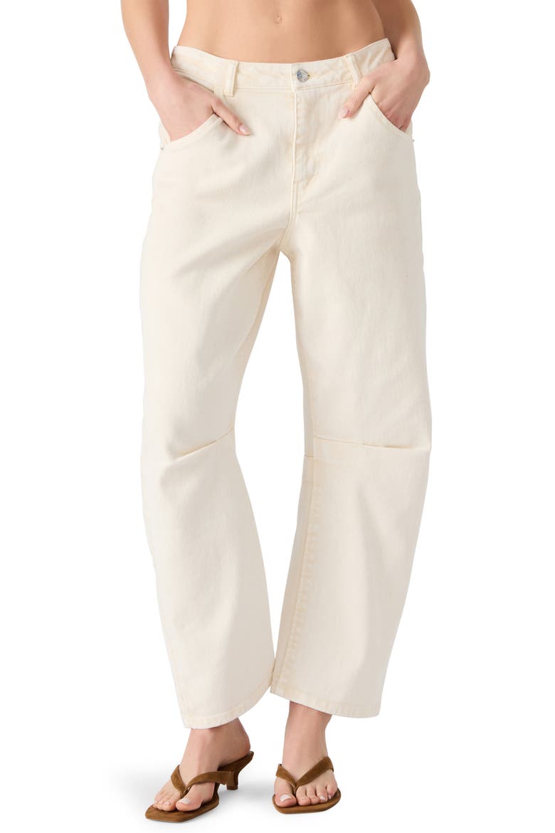 Mid Rise Barrel Leg Jeans, Main, color, CREAM