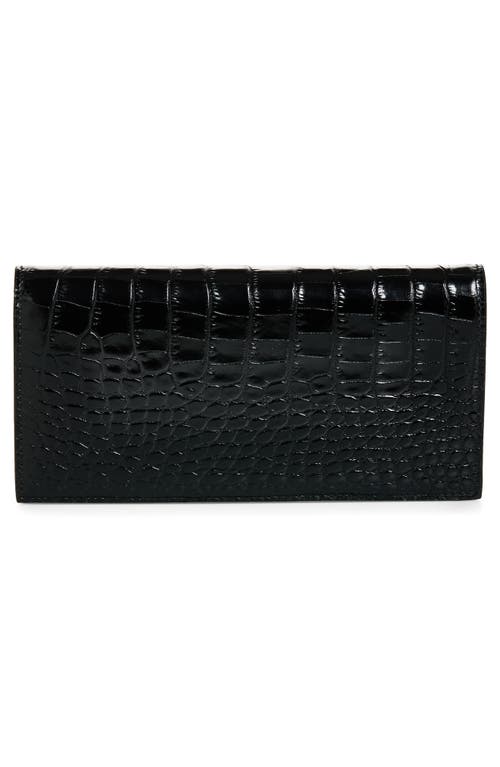 Tom Ford Shiny Croc Embossed Leather Vertical Wallet In Black