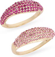 NORDSTROM RACK Set of 2 Pavé Crystal Domed Rings