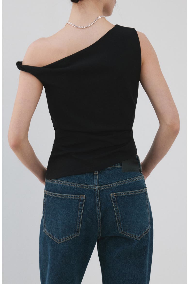 Asymmetric Ruched Top, Alternate, color, BLACK