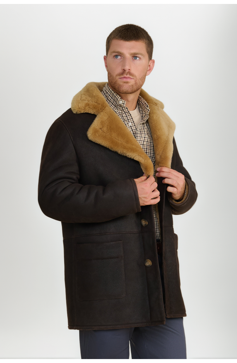 FURNIQ UK William Shearling Coat, Alternate, color, Brown