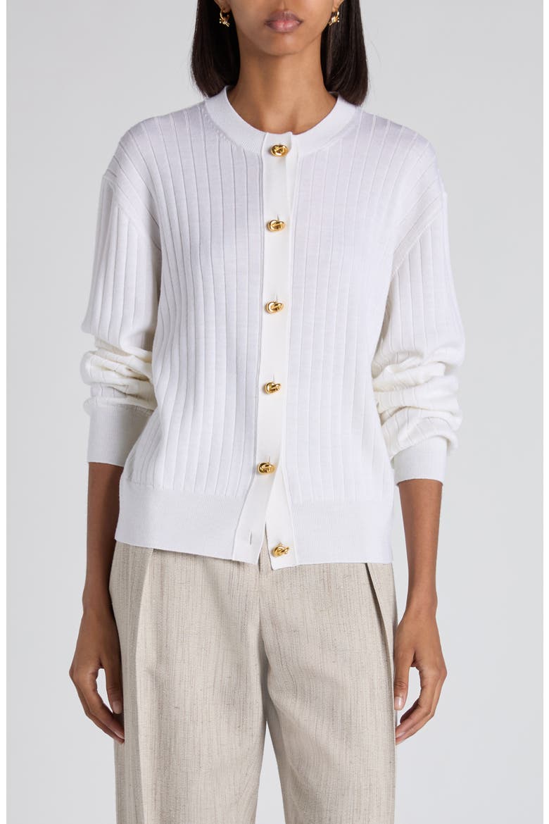 Wool Rib Cardigan, Main, color, CHALK