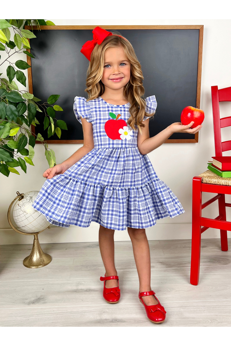 Apple of My Class Gingham Dress, Alternate, color, Blue