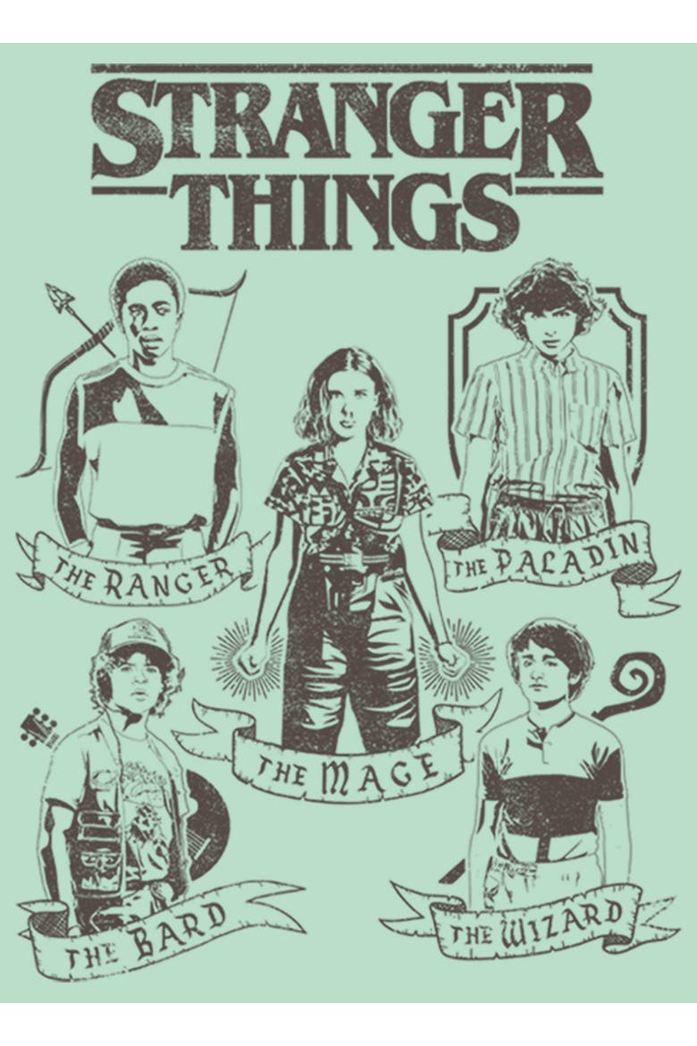 Girl's Stranger Things Group Shot Classes  Graphic T-Shirt, Alternate, color, Mint