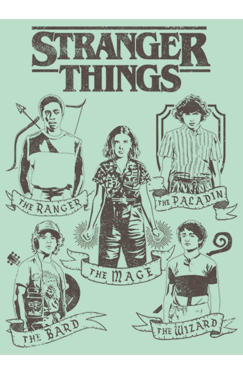 Stranger Things Girl's Stranger Things Group Shot Classes Graphic T-Shirt, Alternate, color, Mint
