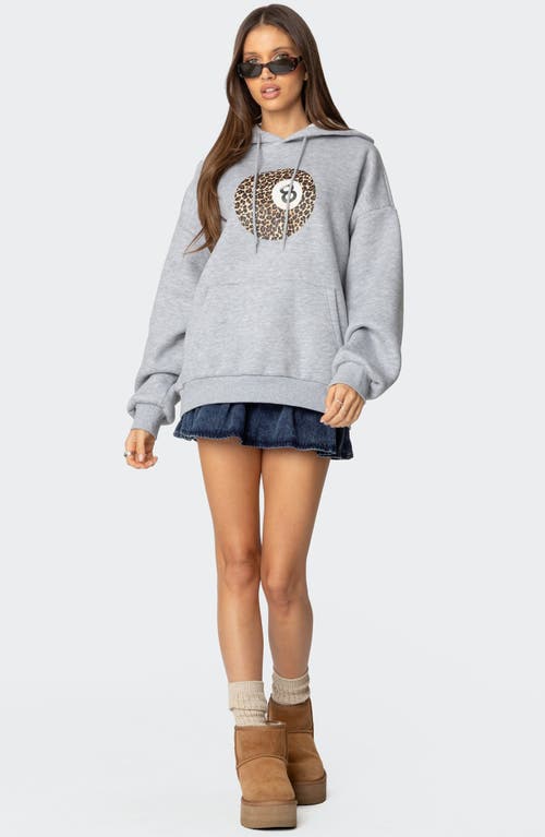Edikted Leopard 8 Oversize Hoodie In Gray-melange