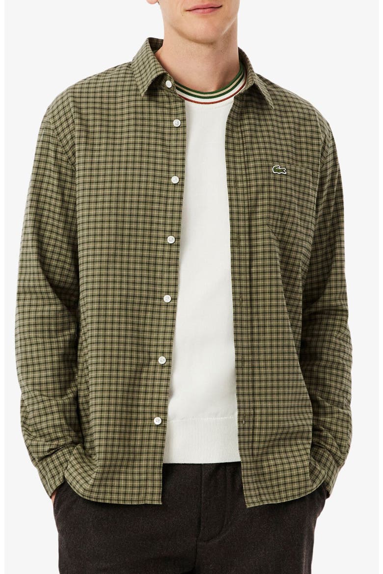 Regular Fit Plaid Flannel Button-Up Shirt, Main, color, OLIVE/ TISANE