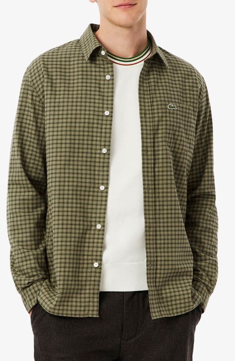 Regular Fit Plaid Flannel Button-Up Shirt