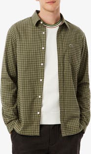 Lacoste Regular Fit Plaid Flannel Button-Up Shirt