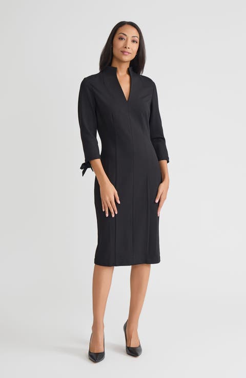 LuxeStretch Ponte Tie Sleeve Sheath Dress