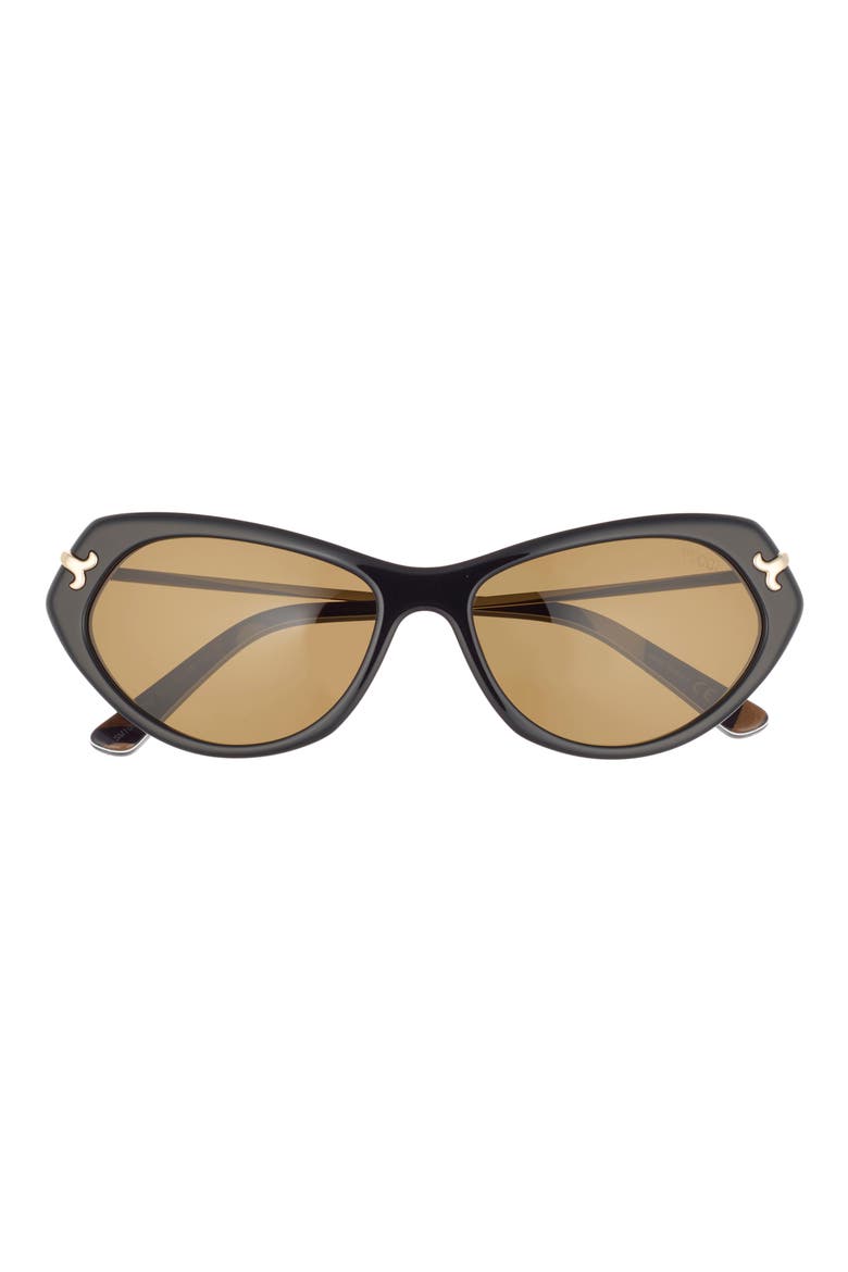 56mm Geometric Sunglasses, Main, color, BLACK / FISHTAIL LOGO / ROVIEX