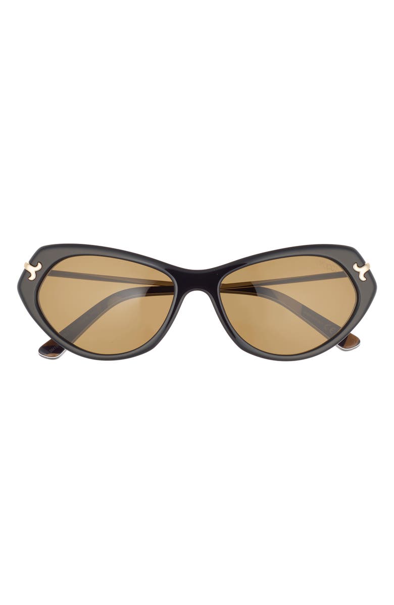 Emilio Pucci 56mm Geometric Sunglasses, Main, color, Black / Fishtail Logo / Roviex
