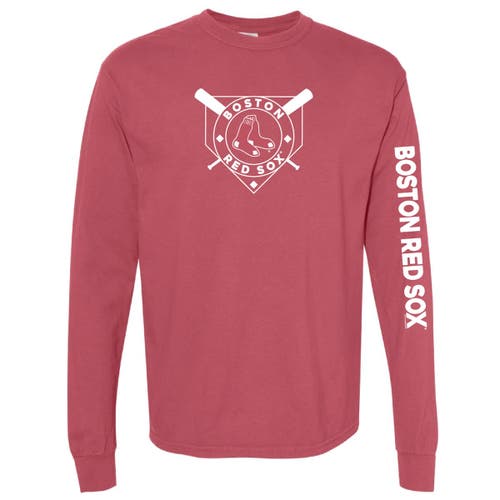 Soft As A Grape Red Philadelphia Phillies Pigment Dye Long Sleeve T-shirt In Pink