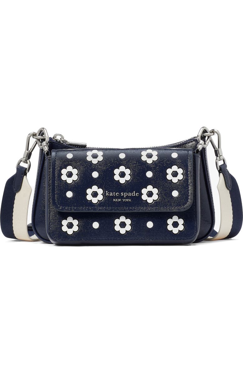 Kate Spade New York double up daisy patent leather shoulder bag, Alternate, color, Parisian Navy Multi