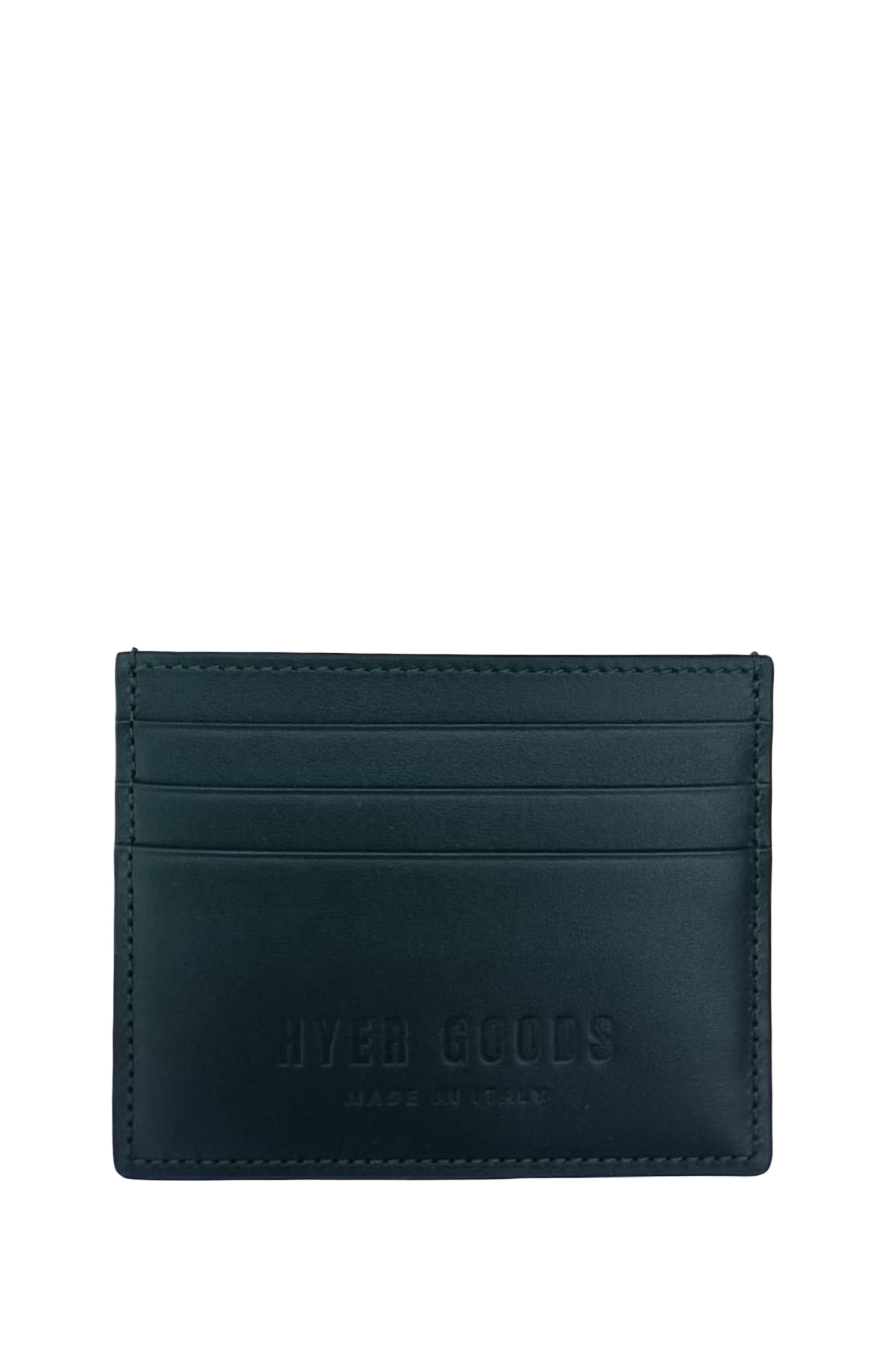 HYER GOODS Upcycled Italian Leather Certo Card Wallet in Emerald Green 