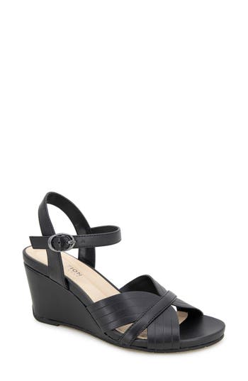 Reaction Kenneth Cole Gomi Wedge Sandal In Black