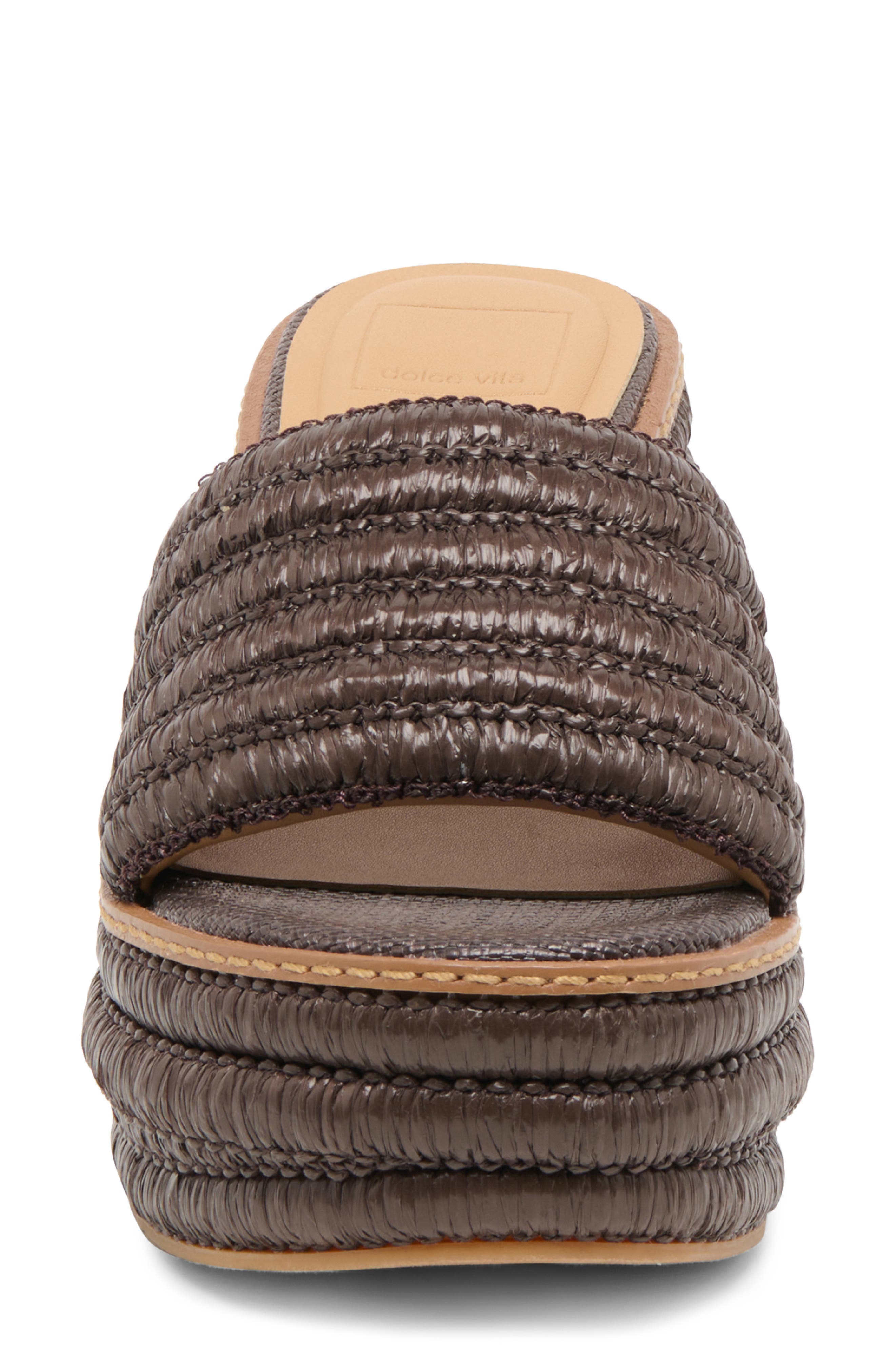 Dolce Vita Throne Platform Wedge Sandal, Alternate, color, Chocolate Woven Raffia