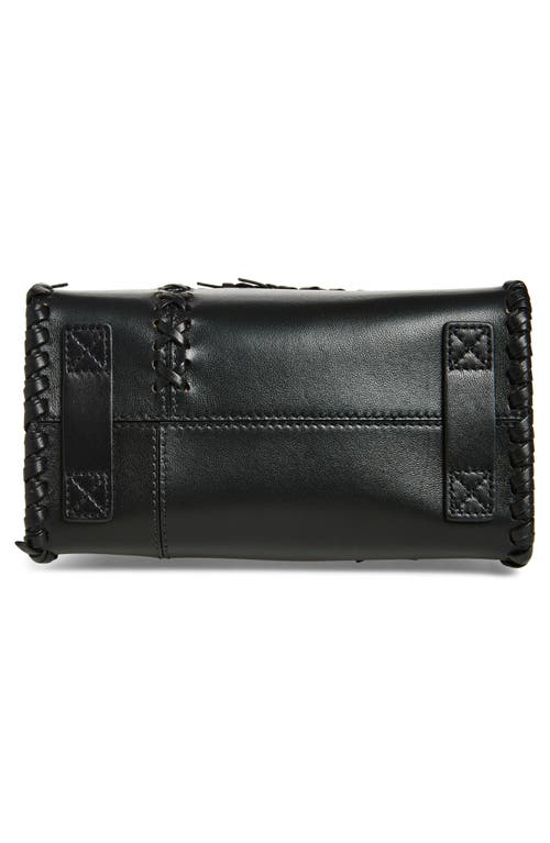Shop Moschino Tie Me Whipstitch Leather Shoulder Bag In Black Soft Leather
