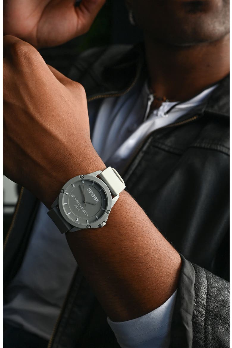 Gray's Creek Silicone Strap Watch, 42mm, Alternate, color, GRAY