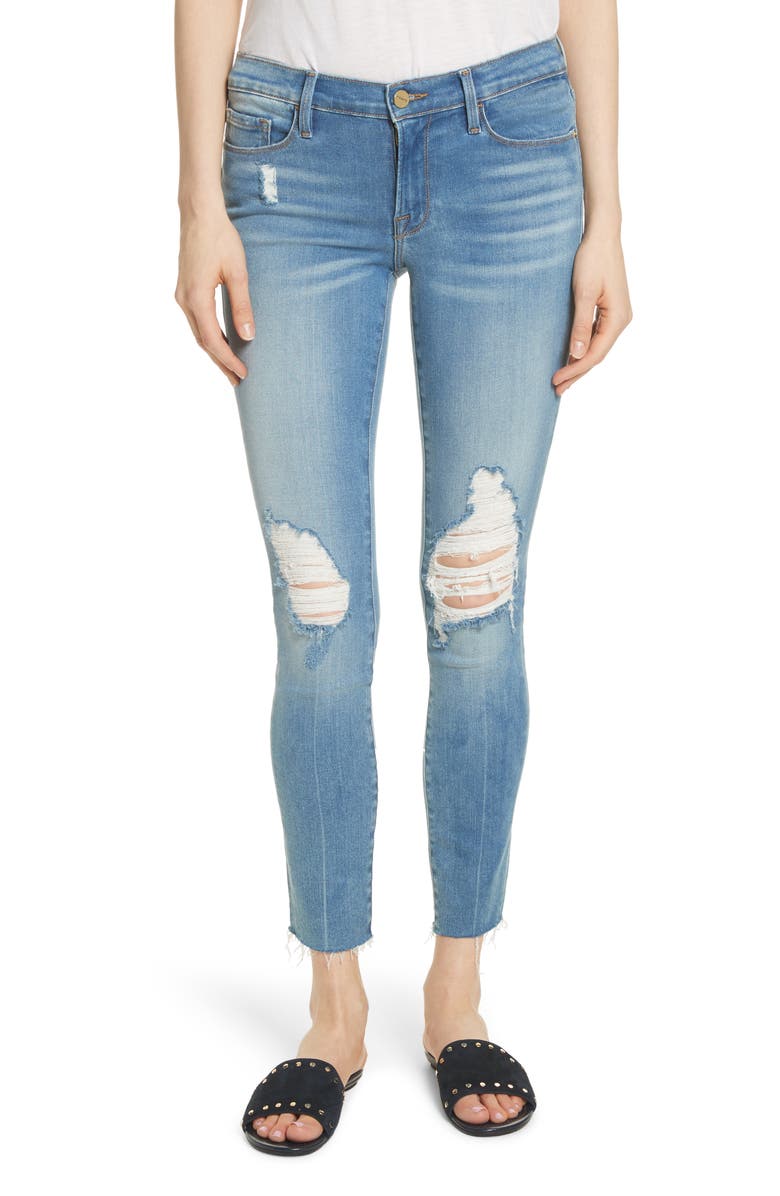 FRAME Le Skinny de Jeanne Raw Edge Crop Skinny Jeans, Main, color, 