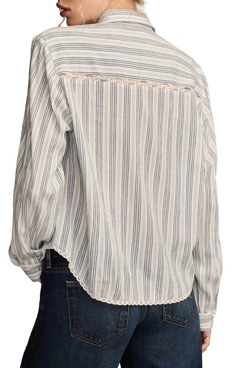 Lucky Brand Lace Trim Shirt, Alternate, color, Blue Stripe
