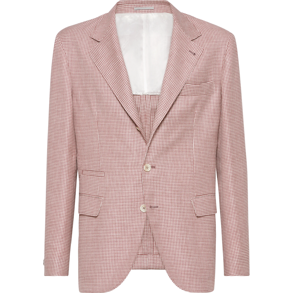 Brunello Cucinelli Houndstooth-pattern Blazer In Red
