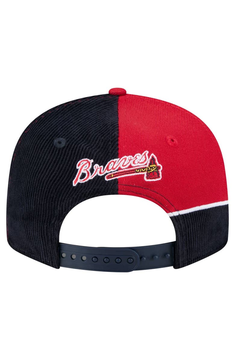 New Era Men's New Era Navy/Red Atlanta Braves Retro Split Corduroy Snapback Hat, Alternate, color, 