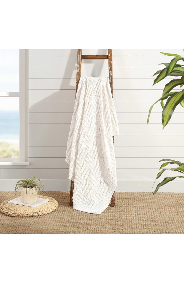 Tommy Bahama Chain Basket Chenille Knit Throw, Alternate, color, White