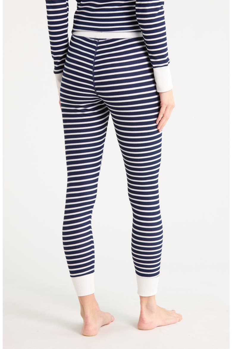 Thermal Waffle Stitch Leggings, Alternate, color, DEEP SEA NAVY IVORY STRIPE