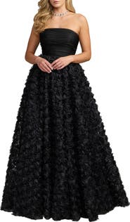 Mac Duggal Women's Strapless 3D Rosette Ball Gown