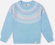 Deux par Deux Nordic Jacquard Raglan Sleeve Ribbed Cuff Sweater