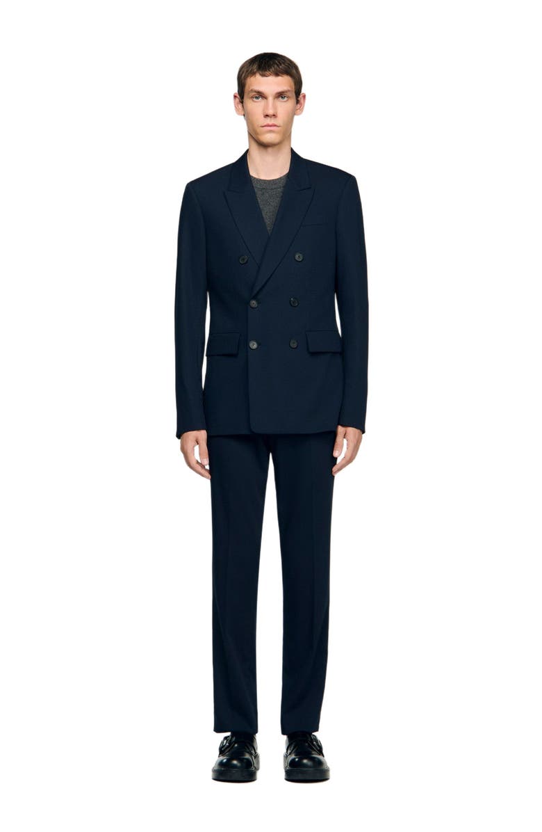 SANDRO Double-breasted suit jacket, Alternate, color, Navy Blue