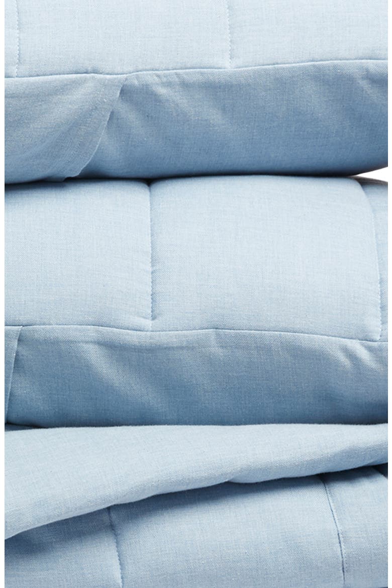 Organic Cotton Mélange Quilted Comforter & Shams Set, Alternate, color, BLUE SUBDUED