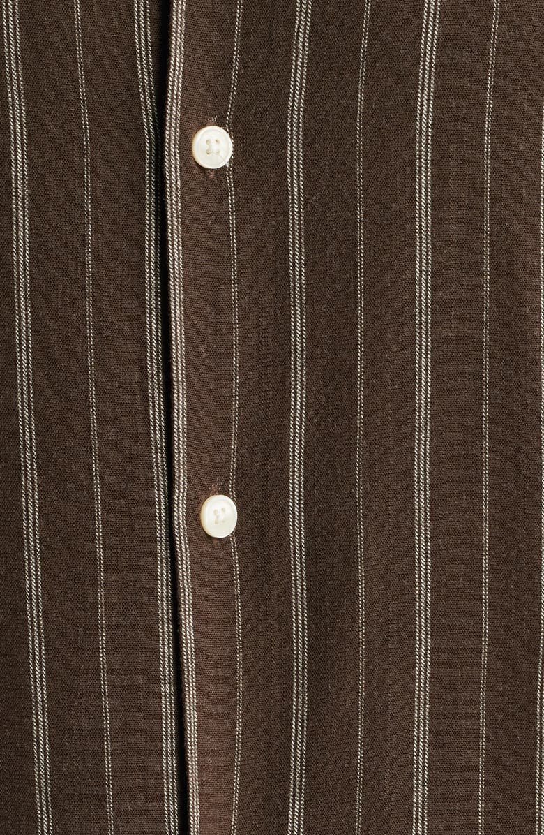 Open Edit Stripe Short Sleeve Button-Up Shirt, Alternate, color, Brown Kiyoshi Stripe