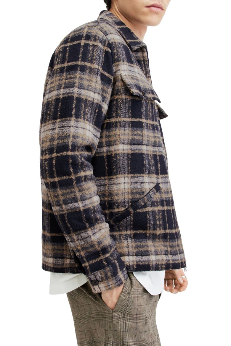 Crosby Plaid Faux Shearling Lined Zip Jacket, Alternate, color, MARINE BLUE