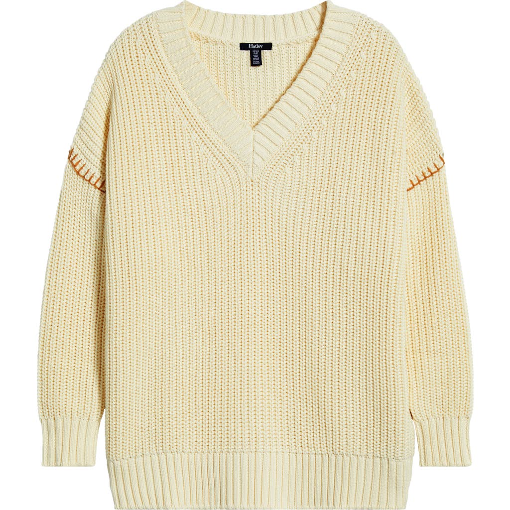 Hatley Slouchy Drop Shoulder Cotton Sweater In Yellow