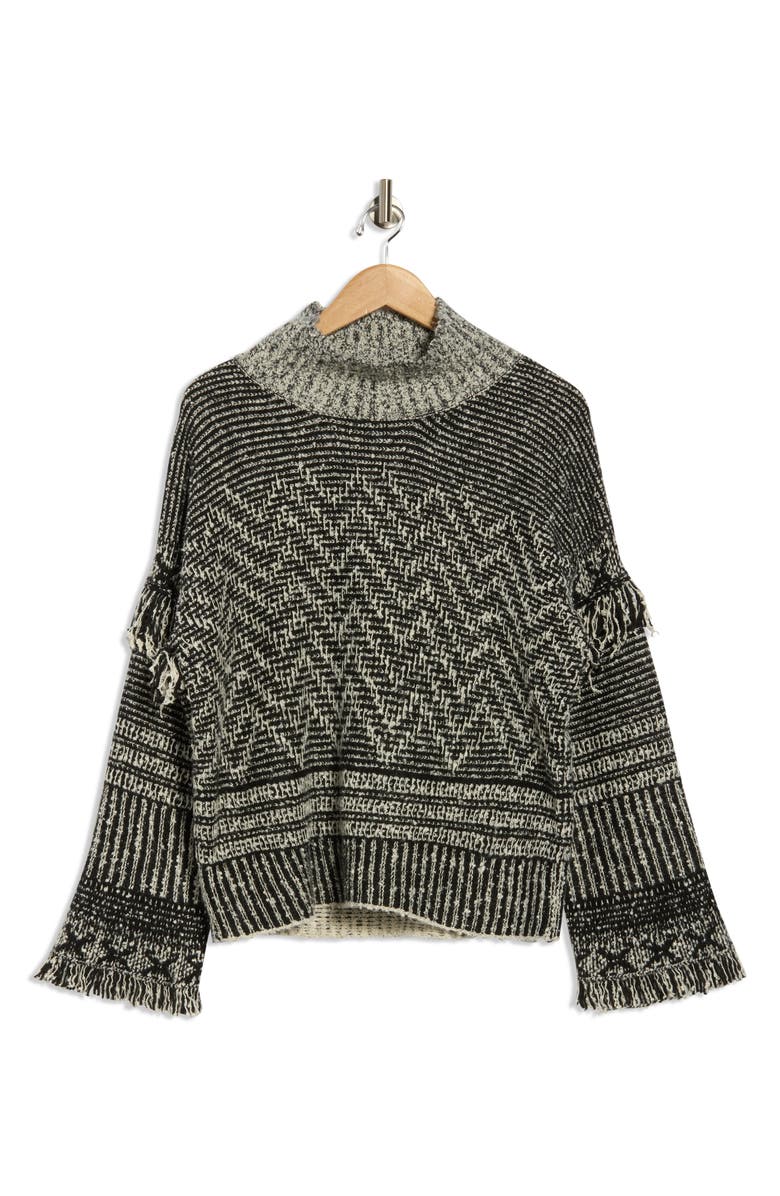 JASON WU Fringe Bouclé Sweater, Alternate, color, Black/ Grey