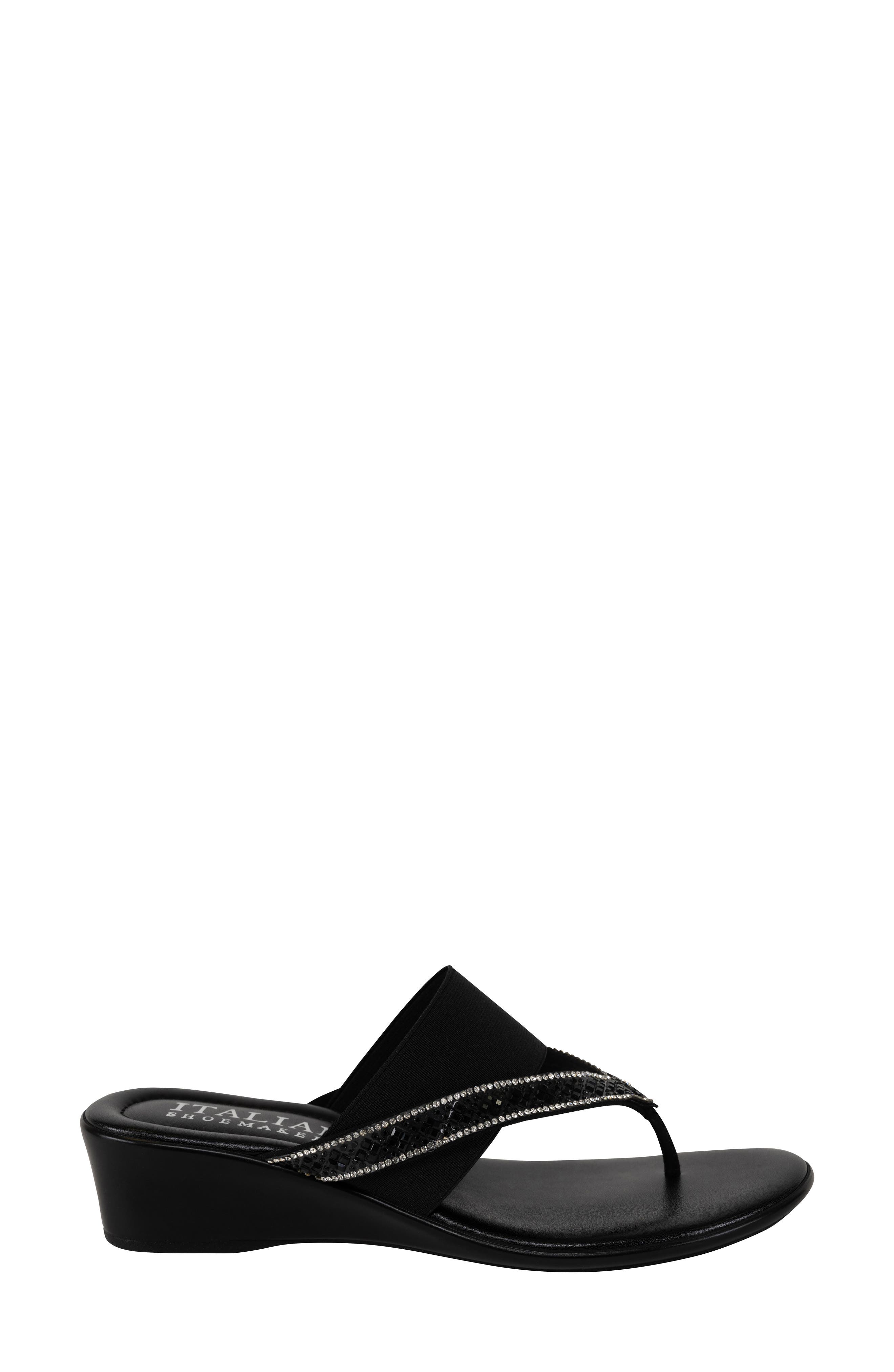 ITALIAN SHOEMAKERS Deleiza Wedge Flip Flop, Alternate, color, Black