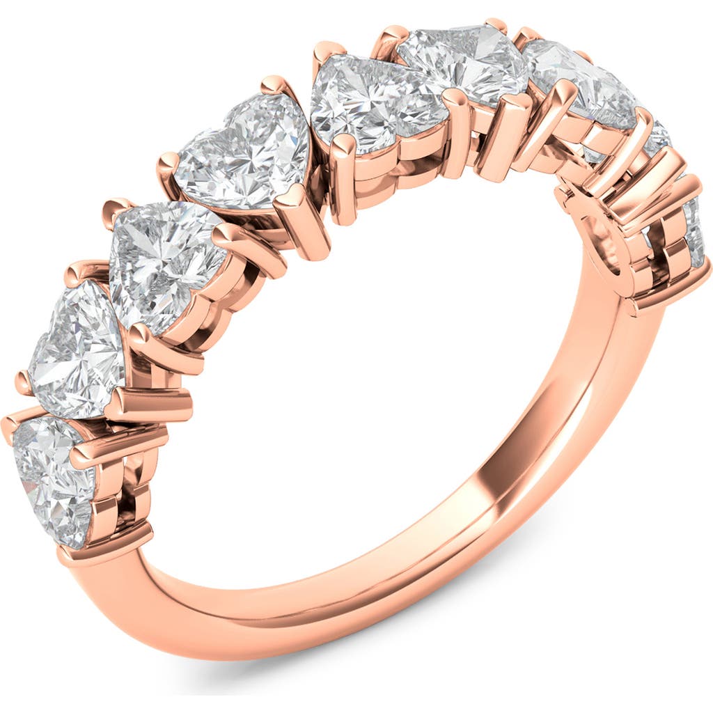 HauteCarat Alternating Hearts Lab Created Diamond Half Eternity Ring in Rose Gold  product