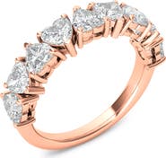 HauteCarat Alternating Hearts Lab Created Diamond Half Eternity Ring
