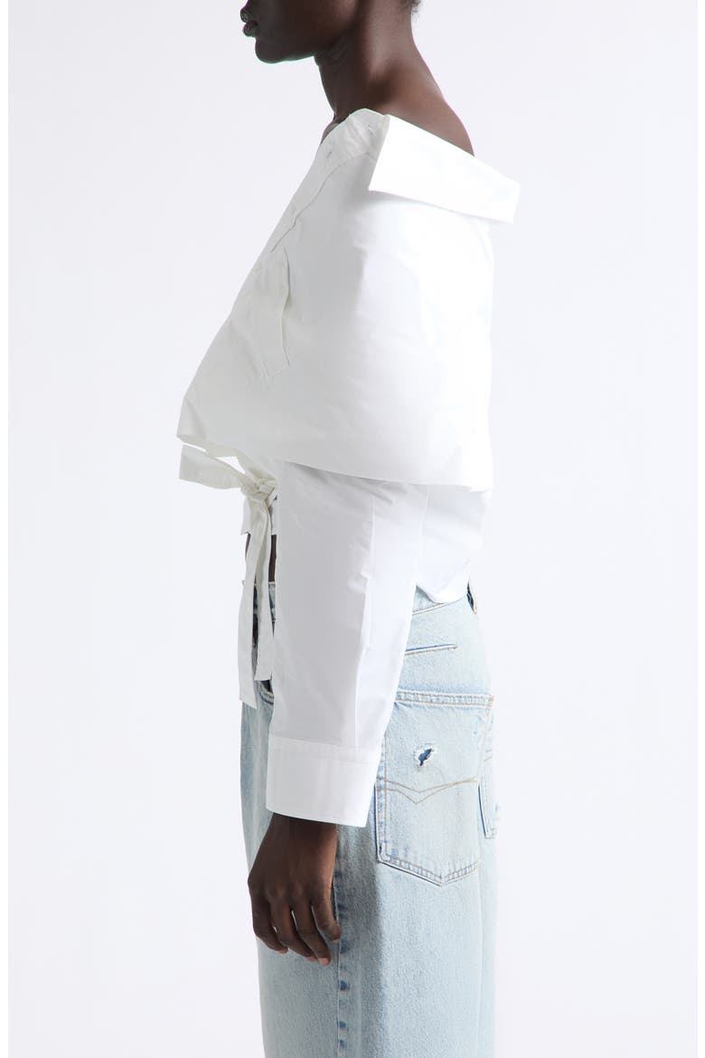 Off the Shoulder Cotton Poplin Wrap Shirt, Alternate, color, 9000 WHITE