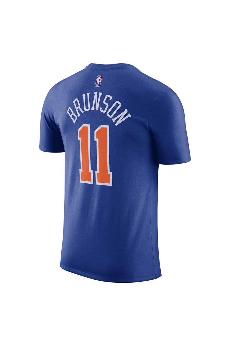 Men's Nike Jalen Brunson Blue New York Knicks Icon Edition Name & Number T-Shirt, Alternate, color, Blue