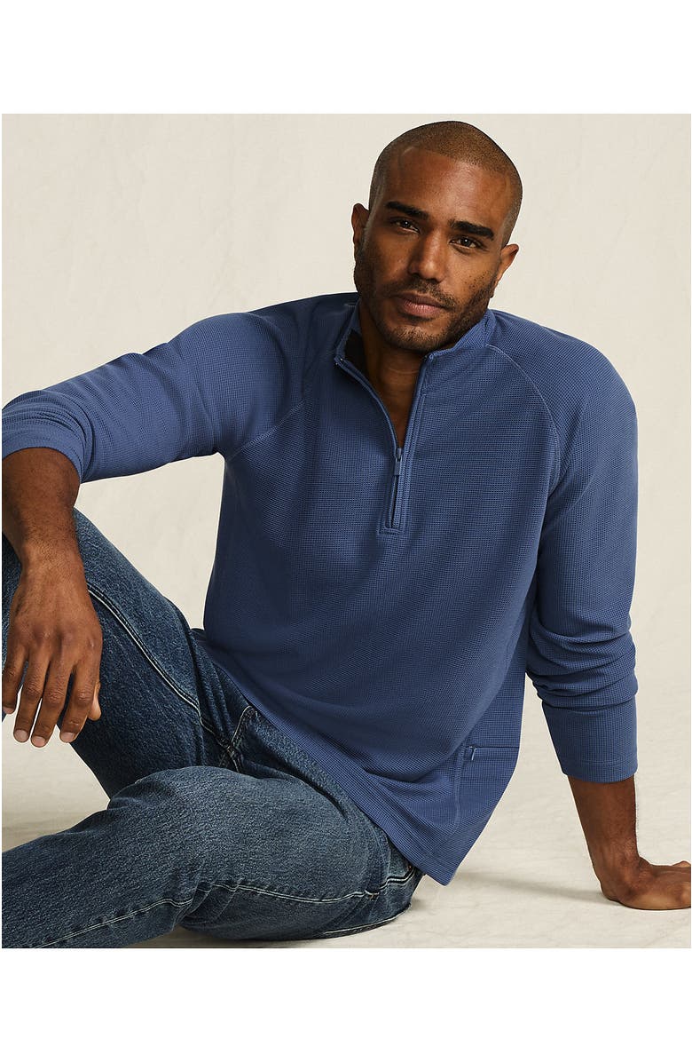 Lands' End Long Sleeve Waffle Quarter Zip, Alternate, color, 