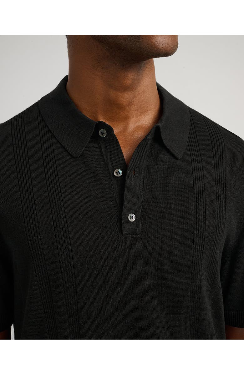 Onia Silk Ribbed Knit Polo, Alternate, color, Black